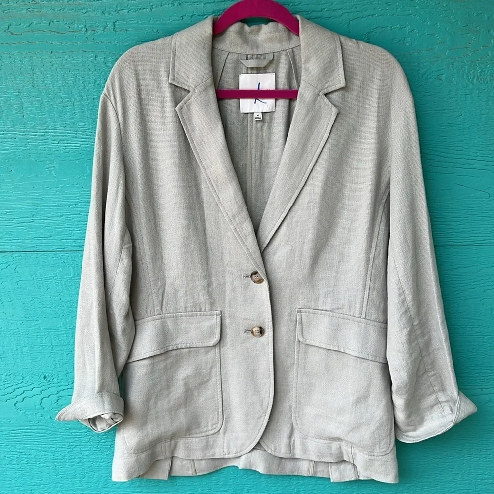 LINEN Madewell Breezewoven Larsen Blazer in Ashen Sage Green SIZE MEDIUM